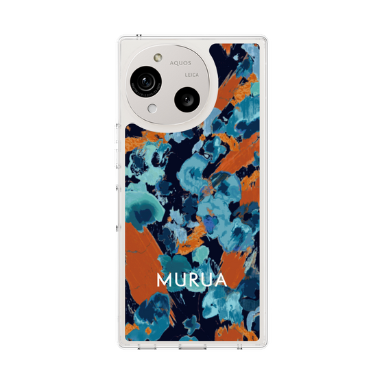 スリムプロテクションケース［ MURUA - アートプリント - Navy × Orange ］