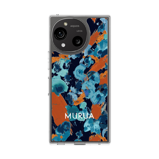 スリムプロテクションケース［ MURUA - アートプリント - Navy × Orange ］