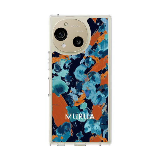 スリムプロテクションケース［ MURUA - アートプリント - Navy × Orange ］