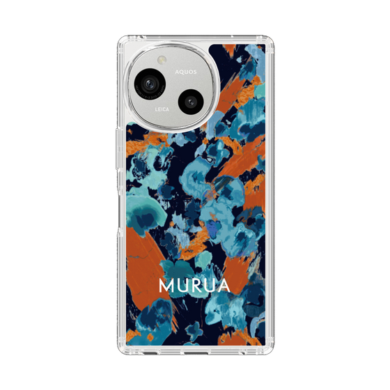 スリムプロテクションケース［ MURUA - アートプリント - Navy × Orange ］