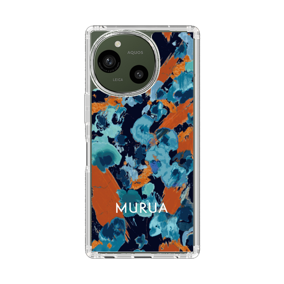 スリムプロテクションケース［ MURUA - アートプリント - Navy × Orange ］