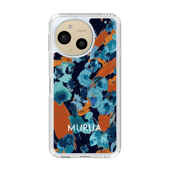スリムプロテクションケース［ MURUA - アートプリント - Navy × Orange ］