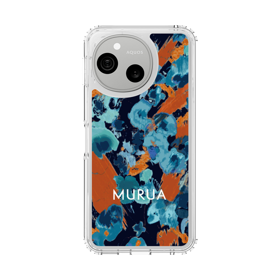 スリムプロテクションケース［ MURUA - アートプリント - Navy × Orange ］