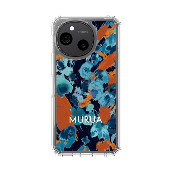 スリムプロテクションケース［ MURUA - アートプリント - Navy × Orange ］