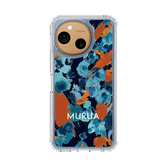 スリムプロテクションケース［ MURUA - アートプリント - Navy × Orange ］
