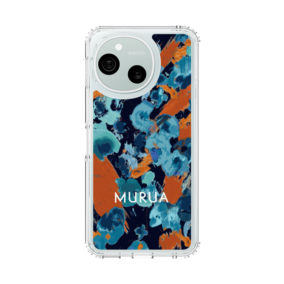 スリムプロテクションケース［ MURUA - アートプリント - Navy × Orange ］