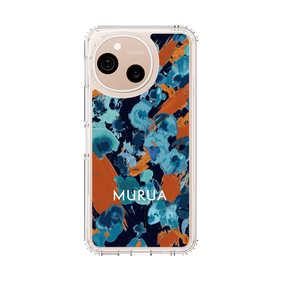 スリムプロテクションケース［ MURUA - アートプリント - Navy × Orange ］