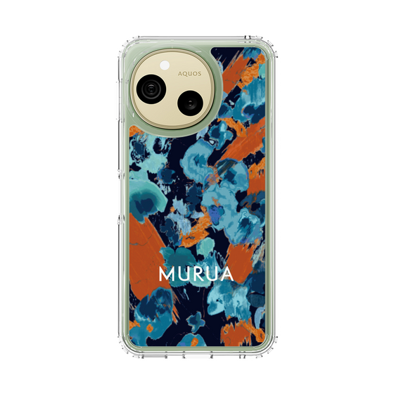スリムプロテクションケース［ MURUA - アートプリント - Navy × Orange ］
