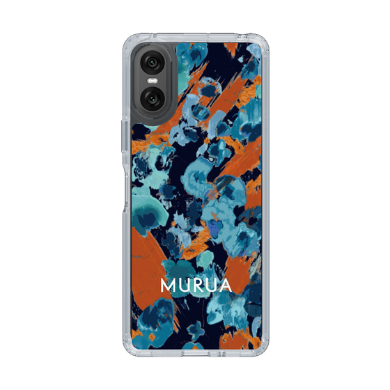 スリムプロテクションケース［ MURUA - アートプリント - Navy × Orange ］