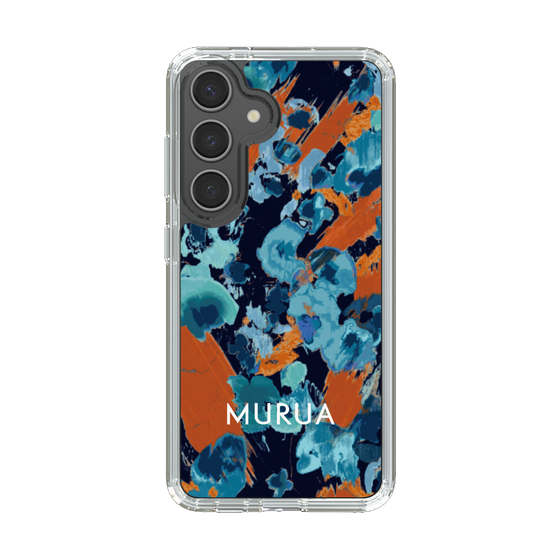 スリムプロテクションケース［ MURUA - アートプリント - Navy × Orange ］