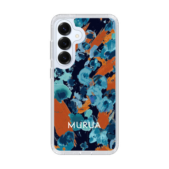 スリムプロテクションケース［ MURUA - アートプリント - Navy × Orange ］