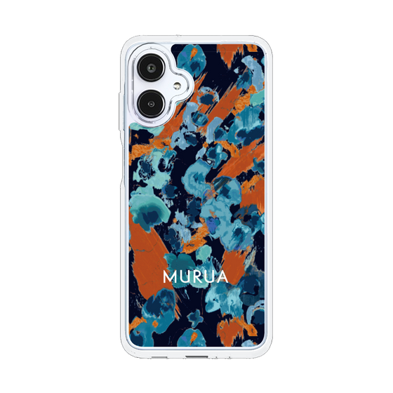 スリムプロテクションケース［ MURUA - アートプリント - Navy × Orange ］