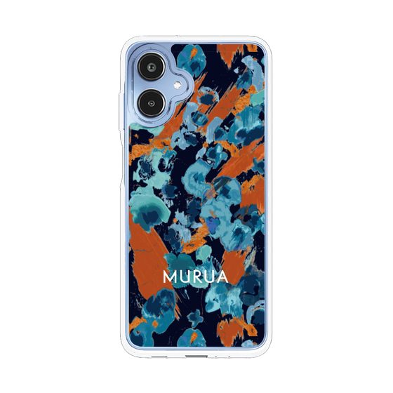 スリムプロテクションケース［ MURUA - アートプリント - Navy × Orange ］