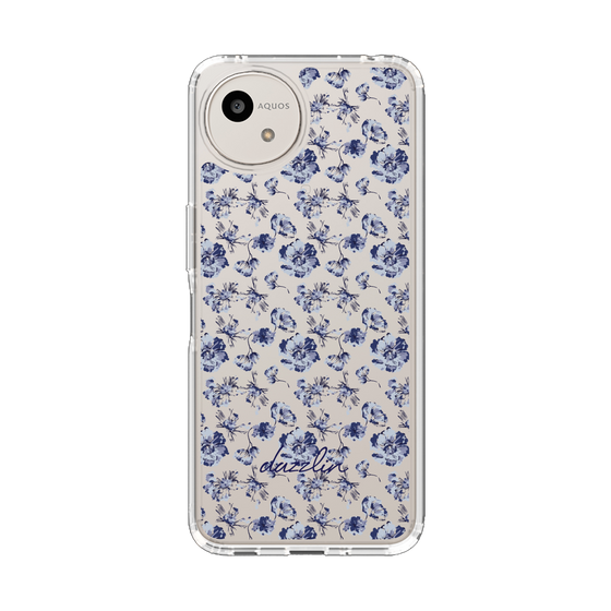 スリムプロテクションケース［ dazzlin - ブルーフラワー - Clear ］