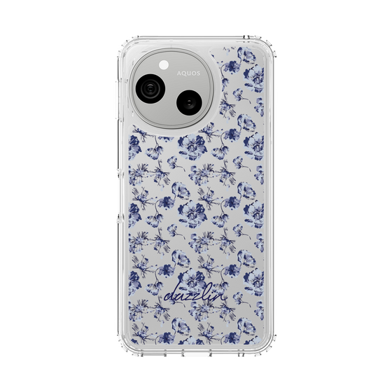 スリムプロテクションケース［ dazzlin - ブルーフラワー - Clear ］