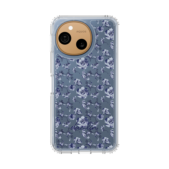 スリムプロテクションケース［ dazzlin - ブルーフラワー - Clear ］