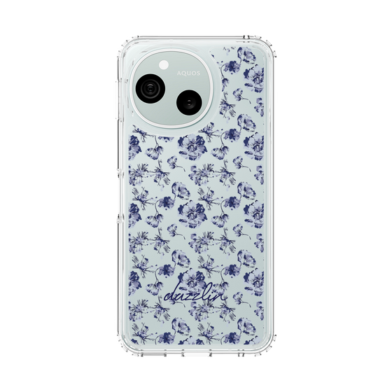 スリムプロテクションケース［ dazzlin - ブルーフラワー - Clear ］