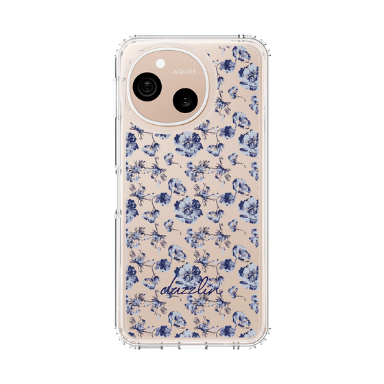 スリムプロテクションケース［ dazzlin - ブルーフラワー - Clear ］