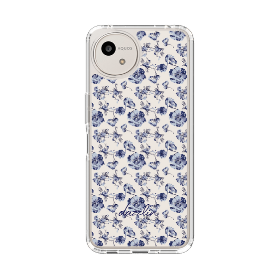 スリムプロテクションケース［ dazzlin - ブルーフラワー - Beige ］