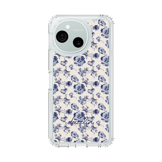 スリムプロテクションケース［ dazzlin - ブルーフラワー - Beige ］