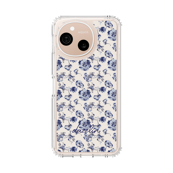 スリムプロテクションケース［ dazzlin - ブルーフラワー - Beige ］
