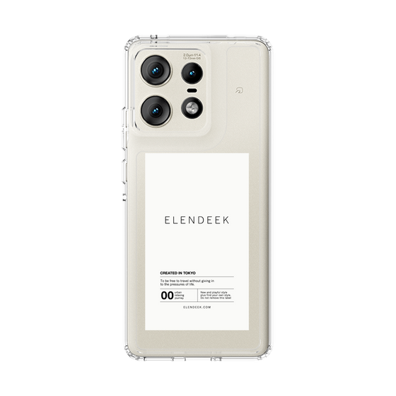 スリムプロテクションケース［ ELENDEEK - ロゴステッカー - White ］