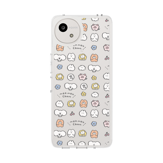 スリムプロテクションケース［ もくもくちゃん - 可愛いスタンプ ］