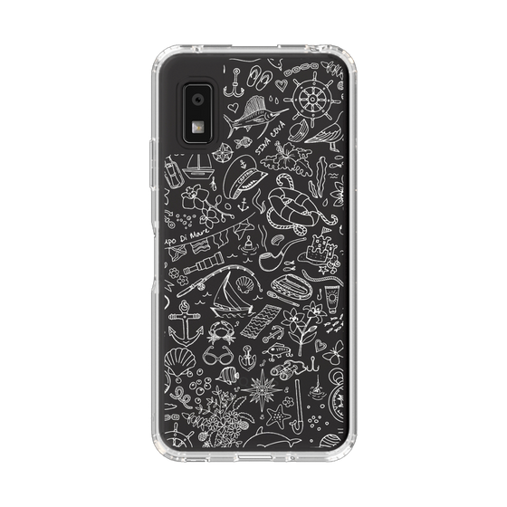 スリムプロテクションケース［ SINA COVA - マリン線画 - White ］