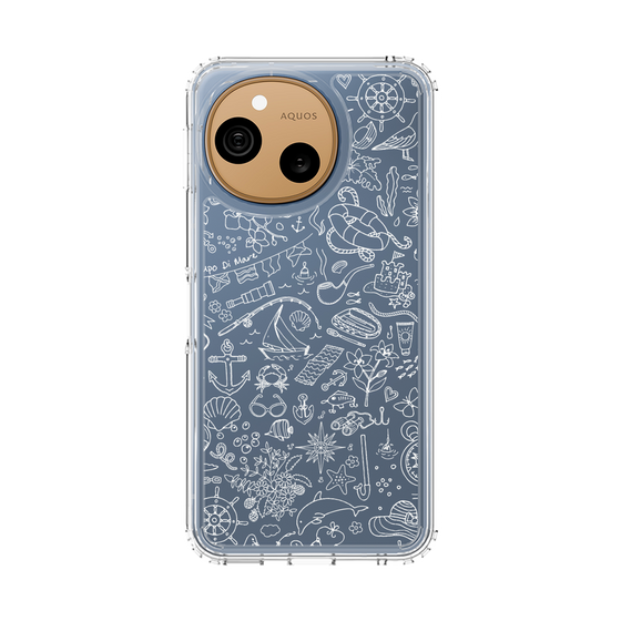 スリムプロテクションケース［ SINA COVA - マリン線画 - White ］