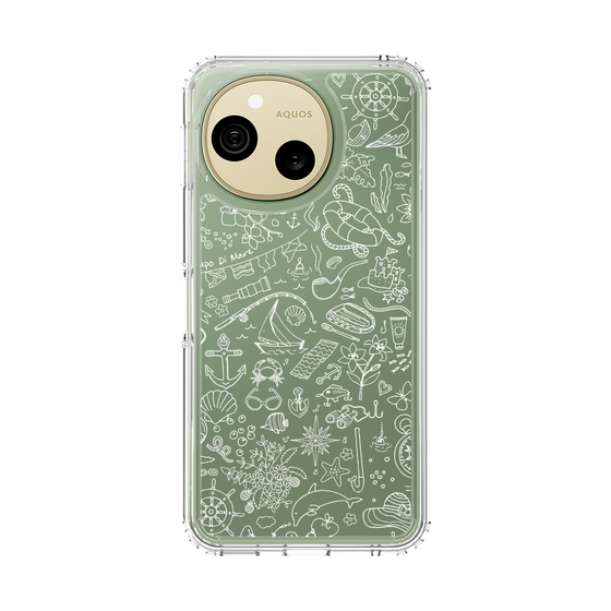 スリムプロテクションケース［ SINA COVA - マリン線画 - White ］