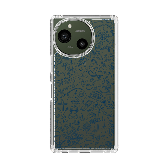 スリムプロテクションケース［ SINA COVA - マリン線画 - Navy ］