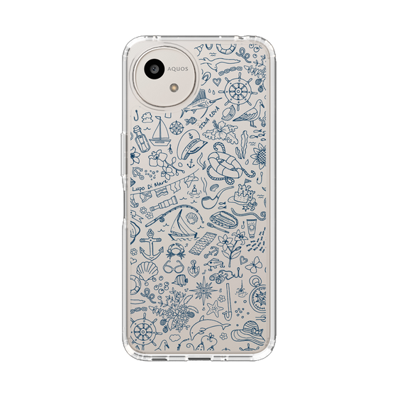 スリムプロテクションケース［ SINA COVA - マリン線画 - Navy ］