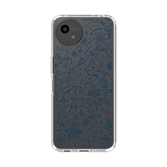 スリムプロテクションケース［ SINA COVA - マリン線画 - Navy ］