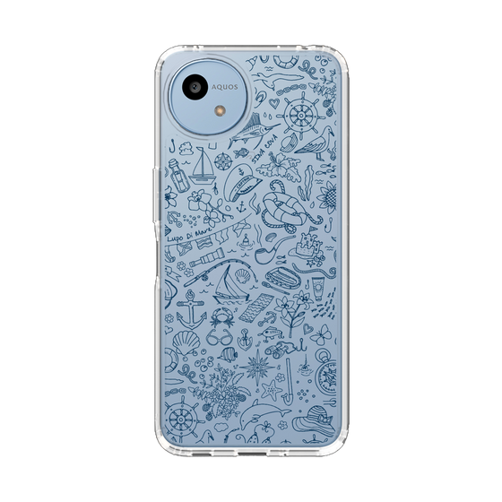 スリムプロテクションケース［ SINA COVA - マリン線画 - Navy ］