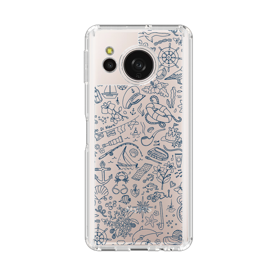 スリムプロテクションケース［ SINA COVA - マリン線画 - Navy ］