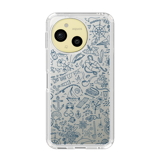 スリムプロテクションケース［ SINA COVA - マリン線画 - Navy ］