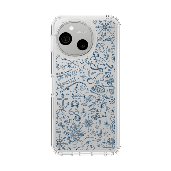 スリムプロテクションケース［ SINA COVA - マリン線画 - Navy ］