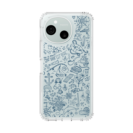 スリムプロテクションケース［ SINA COVA - マリン線画 - Navy ］