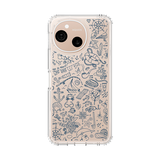 スリムプロテクションケース［ SINA COVA - マリン線画 - Navy ］