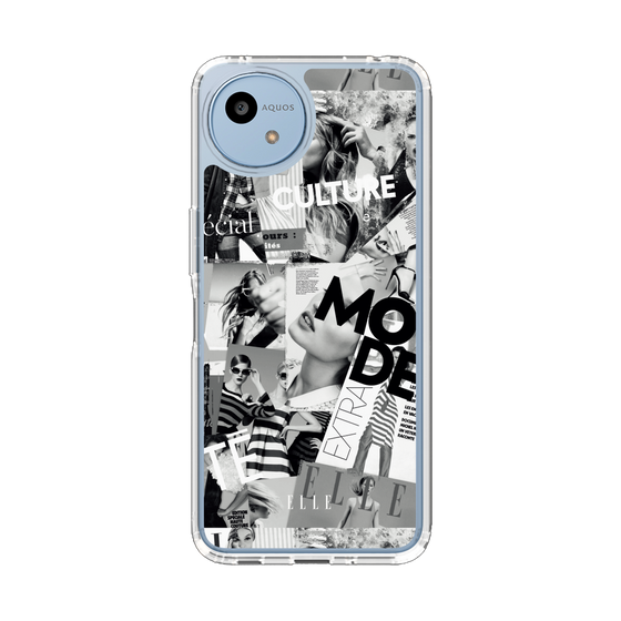 スリムプロテクションケース［ ELLE - マガジン- モノクロ ］