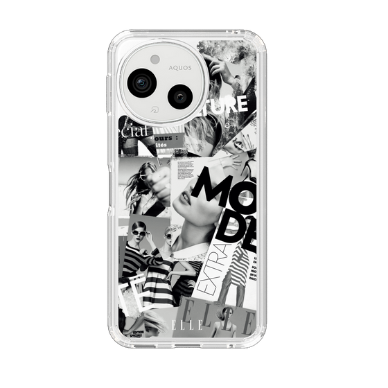 スリムプロテクションケース［ ELLE - マガジン- モノクロ ］