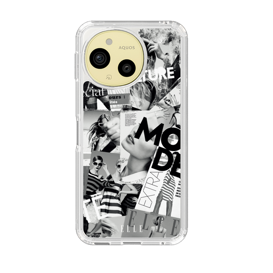 スリムプロテクションケース［ ELLE - マガジン- モノクロ ］