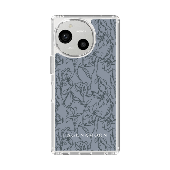 スリムプロテクションケース［ LAGUNAMOON - フラワーパターン - Dark blue ］