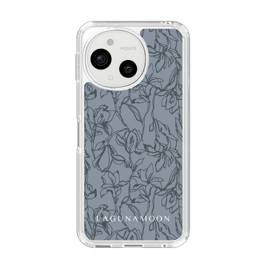 スリムプロテクションケース［ LAGUNAMOON - フラワーパターン - Dark blue ］