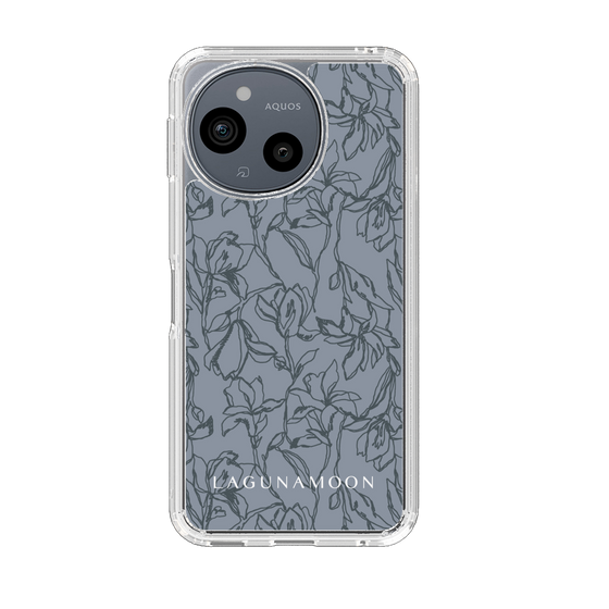 スリムプロテクションケース［ LAGUNAMOON - フラワーパターン - Dark blue ］