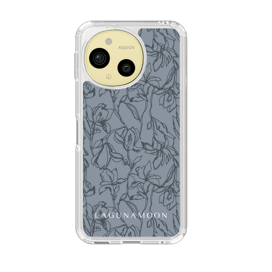 スリムプロテクションケース［ LAGUNAMOON - フラワーパターン - Dark blue ］