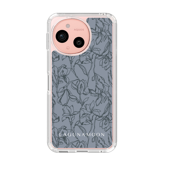 スリムプロテクションケース［ LAGUNAMOON - フラワーパターン - Dark blue ］