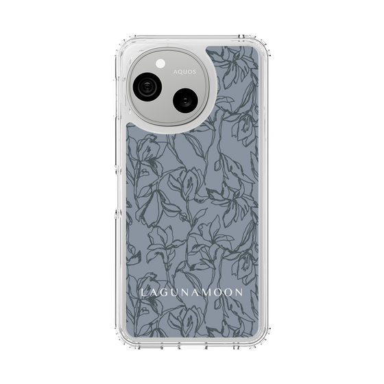 スリムプロテクションケース［ LAGUNAMOON - フラワーパターン - Dark blue ］