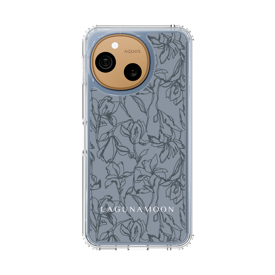 スリムプロテクションケース［ LAGUNAMOON - フラワーパターン - Dark blue ］