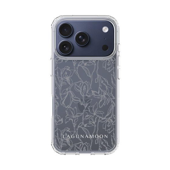 スリムプロテクションケース［ LAGUNAMOON - フラワーパターン - Clear×Grey ］